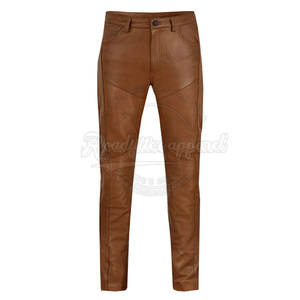 Pantalones de cuero ajustados a la moda para hombre, ropa informal, pantalones de cuero originales de la mejor calidad para hombre - Product Image 1