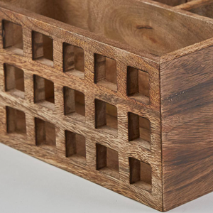 Vente en gros de caddie en bois avec séparateurs robustes pour table cuisine fête couverts organisateur de table à bas prix - Product Image 3