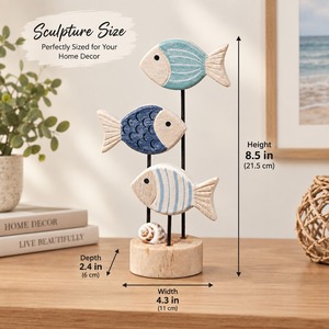 Escultura de Pez de Madera Hecha a Mano, Decoración Costera para el Hogar, Adorno de Mesa, Decoración para Sala de Estar, Diseño Artístico 100% Artesanal - Product Image 3