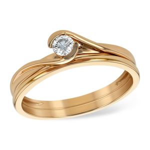 14KT <b>Gold</b> Two-Piece Wedding <b>Set</b> Diamond <b>Rings</b> for Brides and Grooms - Product Image 1