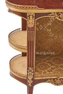 Table d'appoint en bois de luxe avec détails en laiton, design à double étagère, finition élégante en incrustation et style européen classique - Product Image 4