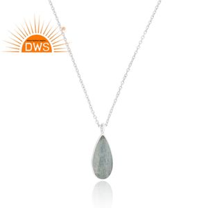 สร้อยคอจี้อความารีนธรรมชาติทำจากเงินสเตอร์ลิงเครื่องประดับสำหรับผู้หญิงของขวัญ - Product Image 4