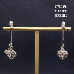 Ensemble de boucles d'oreilles de créateur en argent cz 925, breloques suspendues en plaqué or rose pour femmes, boucles d'oreilles modernes - Product Image 2