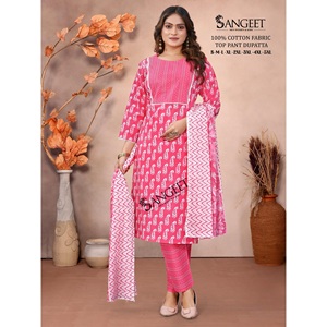 Maruti Fashion's New Summer Collection Women's Cotton Printed <b>Indian</b> Pakistani Casual Knee-Length All Seasons <b>Kurti</b> Set Includes - Product Image 1