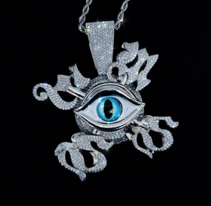 Colgante de Plata de Ley 925 Personalizado con Diseño de Ojo de Hora, Joyería Hip Hop, Regalo para Él - Product Image 1