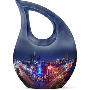 Urna moderna de estilo americano de alta calidad en forma de gota de lágrima para cenizas humanas, suministros funerarios conmemorativos de cremación DE LA India - Product Image 4