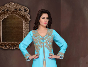 Meilleure vente modeste georgette brodée islamique caftan et hijab ensemble pour les femmes pour la prière de l'Aïd et les fêtes quotidiennes - Product Image 2