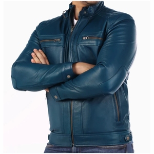 Chaqueta de cuero para hombre, abrigo corto ajustado, chaqueta de cuero a la moda para hombre - Product Image 3