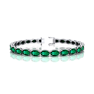 6-7.5 Pouces Personnalisé Fine Jewelry Luxury 14K Gold Green Emerald Tennis Bracelets Oval Cut Precious Emerald Women Bracelets - Product Image 4