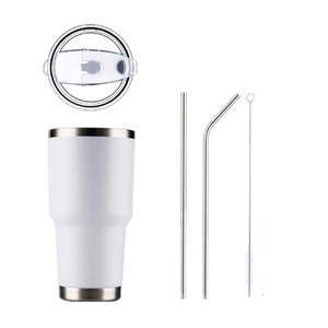 Vaso termo con aislamiento al vacío de doble pared de acero inoxidable de 30oz, taza para bebidas frías y calientes, Pajita para actividades al aire libre, uso en la oficina - Product Image 6
