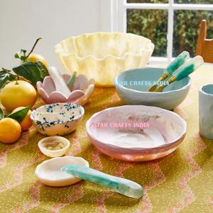 Cuencos de resina para mesa de comedor hechos a mano para fiesta de cumpleaños de Navidad, uso para plato de servicio con Chip & Dip Bowl, comida, postre, ensaladeras - Product Image 5