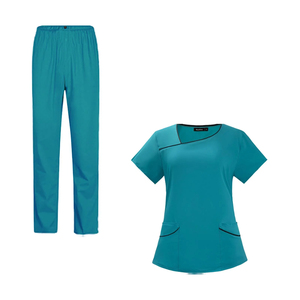 Offre Spéciale personnalisable OEM Spa uniformes femmes à manches courtes infirmière gommages impression numérique clinique haut pantalon coton tissé Polyester - Product Image 1