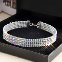 Venta al por mayor de joyería de fiesta personalizada CZ rhinestone gargantilla collar