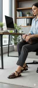 Sandales à talon ou plates en cuir véritable noir pour femme (personnalisation disponible) avec semelle en cuir tressé - Product Image 4