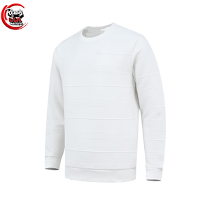 Sudadera térmica de punto gofrado para hombre, diseño recortado, textura blanca, informal, cómoda y transpirable para invierno - Product Image 1
