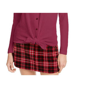 Top Casual Ultra Flirt Junior in Maglia Waffle con Laccetti Frontali, Stampa a Righe Rosso Scuro, Taglia Media - per la Primavera - Product Image 3