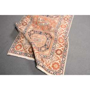 พรมวินเทจสไตล์ตุรกี ขนาด 3x6 ฟุต ลายตารางสีน้ำตาล - Product Image 4