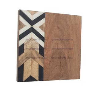 Wholesale Personalized Kitchen Square and Round Acacia Wood & Resin <b>Coasters</b> Walnut Cup Mat Wooden <b>Drink</b> <b>Coaster</b> - Product Image 1