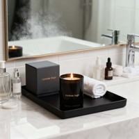 Pot à bougie personnalisé, finition noir mat avec logo et boîte cadeau rigide, approvisionnement en vrac OEM pour les marques de produits de marque privée