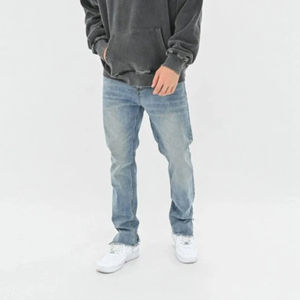 Pantalones Vaqueros de Mezclilla Rectos para Hombre, Personalizados, a la Moda, al por Mayor, con Logotipo Personalizado, Ajustados, Ligeros y Transpirables para Invierno - Product Image 2