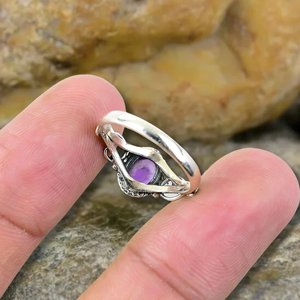 925 argent Sterling améthyste pierre de naissance pierre précieuse bague en cristal fait à la main femmes bijoux anniversaire cadeau parfait pour elle - Product Image 3