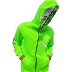 เสื้อมีฮู้ดผ้าคอตตอนสำหรับผู้ชายและ100% แบบรูดซิปสีพื้นสำหรับฤดูหนาว - Product Image 1