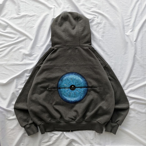 เสื้อฮู้ดดี้ซิปหน้าพิมพ์ลายพัฟฟ์ สไตล์วินเทจเรโทรสุดหรู ทรงปกติ ผ้าคอตตอนฟลีซ 100% สำหรับผู้ชาย รุ่นคัสตอมเฮฟวี่เวท แอซิดวอช เหมาะสำหรับฤดูหนาว - Product Image 3