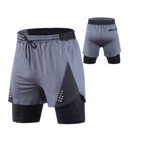 Pantalones Cortos Deportivos Casuales para Hombre, Cintura Media, Ligeros, Transpirables, para Correr y Gimnasio, con Bolsillos con Cremallera y Tela Elástica - Product Image 1