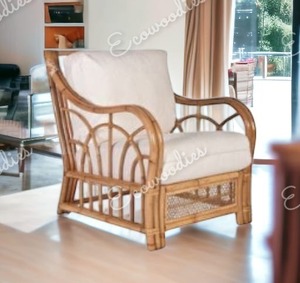 Reposabrazos Respaldo Sillas de bambú Premium Kursi Sillas de jardín para sala de estar Hogar Comedor Dormitorio Exterior y jardín - Product Image 5