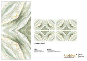 Carreaux de porcelaine vitrifiée brillants adhésifs Golden Victory 600x1200mm Aspect marbre Accents résistants à l'usure Antibactériens Intérieur - Product Image 3