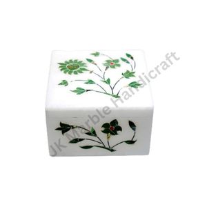 Vintage Decorative Marble and Silver Jewelry <b>Box</b> Exquisite Handmade Marble Inlay <b>Gift</b> <b>Box</b> for Necklaces Available for Sale - Product Image 4