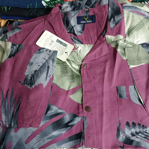 Chemise à manches courtes pour homme, imprimé AOP, 100% coton satiné, décontractée, motif uni, respirante, durable, look estival parfait - Product Image 2