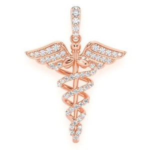Trendy 925 silver Minimalist Necklace Iced Caduceus Medical Rescue <b>Logo</b> Customizable Moissanite VVS Diamond Pendant Unique Gifts - Product Image 6