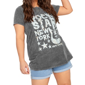 เสื้อยืดผ้าซักลายกรดไซส์ใหญ่พิเศษสำหรับผู้หญิงพิมพ์สกรีนลายตามสั่งสำหรับวัยรุ่นขนาดพิเศษ - Product Image 1