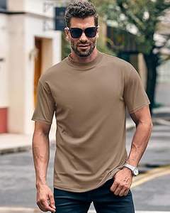 T-shirt de sport d'été vintage personnalisé 100% coton surdimensionné épaules tombantes col montant T-shirt étendu respirant chemises Boxy - Product Image 5