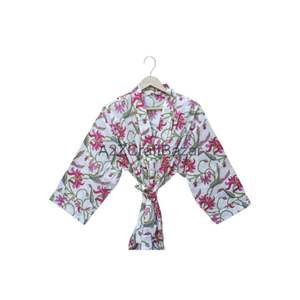 Maillot de bain indien en coton fait à la main pour femmes Vêtements de nuit respirants toutes saisons Robe de douche longue Kimono avec motif floral Cadeau parfait - Product Image 2