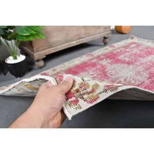 Vintage turco bohemio rojo beige alfombra 3,5X6,1 pies Patchwork lana látex área grande rectángulo pasillo mesita de noche alfombras habitación alfombra - Product Image 2