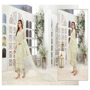Camisa bordada pesada semicosida de 3 piezas para mujer pakistaní India Fancy Dupatta viscosa sin costuras Shalwar TAWAKKAL - Product Image 5