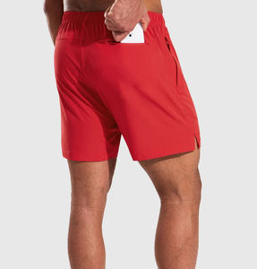 Pantalones cortos atléticos para correr para hombre con bolsillos con cremallera Transpirable Secado rápido Tela elástica de 4 vías Ajuste regular para entrenamiento y Deportes - Product Image 2