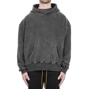 Venta al por mayor de sudaderas con capucha de rizo francés lavadas con ácido 100% algodón sudaderas vintage cómodas básicas precio barato opciones OEM para el invierno - Product Image 1