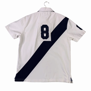 Polo blanco de estilo deportivo para hombre con rayas azules, manga corta, ropa deportiva, polos, Top para hombre - Product Image 2