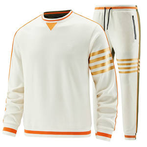 Chándal con parche desgastado bordado personalizado para hombre, chándal Unisex, sudadera y pantalones de chándal de algodón 100% - Product Image 1