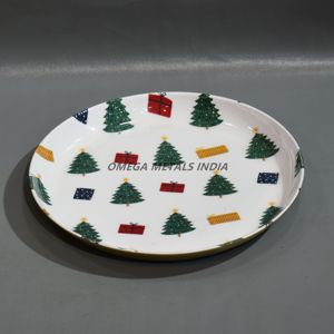 Collection d'assiettes de Noël en métal élégantes Plats et plateaux de service en métal décoratifs fabriqués à la main pour les vacances divertissantes - Product Image 3