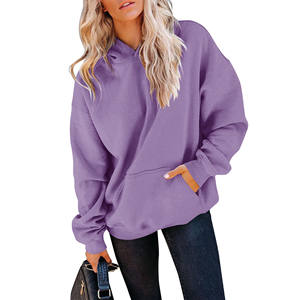 Sweat à capuche d'hiver pour femmes tricoté automne polaire lourde imprimé lettre motif goutte épaule Streetwear Style Hoodies - Product Image 1