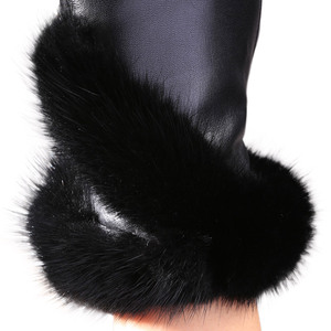 Gants en cuir de vison et en peau de mouton pour femmes à la mode en hiver - Product Image 2