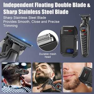 Kit de rasoir électrique sans fil professionnel avec tondeuse de précision, écran LED, double lame, étanche IPX7, lavable - Product Image 5