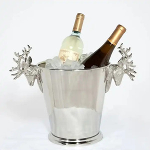 Seau à glace à champagne de finition argentée en aluminium de refroidisseur de vin de conception unique avec la poignée et le refroidisseur à pied de vin - Product Image 4