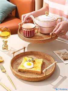 Bandeja de servicio de ratán hecha a mano para decoración del hogar de diseño único moderno o bandeja de caña o bambú a un precio razonable - Product Image 5