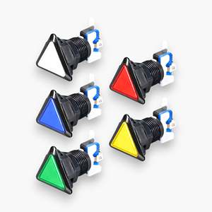 Lot de 5 boutons poussoirs triangulaires d'arcade avec éclairage LED et micro-interrupteur à actionnement momentané, 12V CC, en plastique et métal - Product Image 3