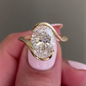 IGI Certified 3.50tcw Oval Lab <b>Diamond</b> Bypass Engagement <b>Ring</b> Unique Style <b>Diamond</b> <b>Rings</b> - Product Image 1